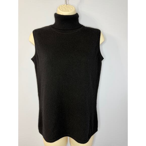 El Daws Cashmere Sweater Turtle Neck Sleeveless Black Soft Sz S - Picture 1 of 8